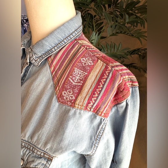 Life in Progress Western Boho Denim Shirt - Picture 2 of 16